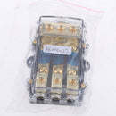 Power Distribution Block Accepts 4/8 AWG Gauge Wire AGU Fuse Holder 60A(3in 1out) High Power in-line Fuses