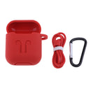 3 in 1 For AirPods Case Accessories Case Shockproof Protector with Silicone for Apple Airpods with Anti-lost Straps and Locking Carabiner,Red
