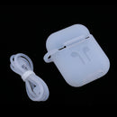 3in1 Shockproof Silicone Protective Cover Apple Wireless Earbuds Accessories with Earphone Sports Anti-lost Strap for Apple Airpods Charging and Locking Carabiner,White
