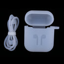 3in1 Shockproof Silicone Protective Cover Apple Wireless Earbuds Accessories with Earphone Sports Anti-lost Strap for Apple Airpods Charging and Locking Carabiner,White