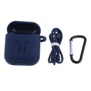 3 in 1 For AirPods Case Accessories Case Shockproof Protector with Silicone for Apple Airpods with Anti-lost Straps and Locking Carabiner, Blue