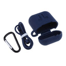 3 in 1 For AirPods Case Accessories Case Shockproof Protector with Silicone for Apple Airpods with Anti-lost Straps and Locking Carabiner, Blue