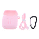3 in 1 For AirPods Case Accessories Case Shockproof Protector with Silicone for Apple Airpods with Anti-lost Straps and Locking Carabiner,Pink