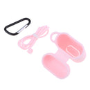 3 in 1 For AirPods Case Accessories Case Shockproof Protector with Silicone for Apple Airpods with Anti-lost Straps and Locking Carabiner,Pink