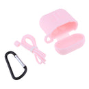 3 in 1 For AirPods Case Accessories Case Shockproof Protector with Silicone for Apple Airpods with Anti-lost Straps and Locking Carabiner,Pink