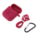3 in 1 For AirPods Case Accessories Case Shockproof Protector with Silicone for Apple Airpods with Anti-lost Straps and Locking Carabiner,Pink