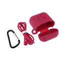 3 in 1 For AirPods Case Accessories Case Shockproof Protector with Silicone for Apple Airpods with Anti-lost Straps and Locking Carabiner,Pink