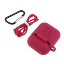 3 in 1 For AirPods Case Accessories Case Shockproof Protector with Silicone for Apple Airpods with Anti-lost Straps and Locking Carabiner,Pink