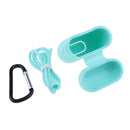 3 in 1 For AirPods Case Accessories Case Shockproof Protector with Silicone for Apple Airpods with Anti-lost Straps and Locking Carabiner,Green