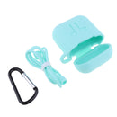 3 in 1 For AirPods Case Accessories Case Shockproof Protector with Silicone for Apple Airpods with Anti-lost Straps and Locking Carabiner,Green