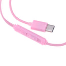 USB Type C Earphones EarBuds with Mic Stereo Bass Noise Cancelling Headphones Gym Sports Headsets for Google Pixel 2/XL, HTC 10/U11, Essential Phone and Type-c Devices,Pink