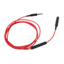 3.5mm Stereo Audio Cable Male To Female W/Remote & Mic For IPhone Red