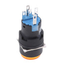 Non-Locked LED 16mm Dia Push On Button Switch Name Plastic Waterproof Yellow