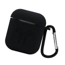 Silicone Wireless Earphone Full Protective Case Strap Accessories, Silicone Protective Cover + Key Ring Clasp Set for Apple Airpods Black