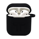 Silicone Wireless Earphone Full Protective Case Strap Accessories, Silicone Protective Cover + Key Ring Clasp Set for Apple Airpods Black