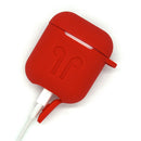 Silicone Wireless Earphone Full Protective Case Strap Accessories, Silicone Protective Cover + Key Ring Clasp Set for Apple Airpods Red