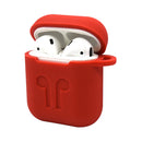 Silicone Wireless Earphone Full Protective Case Strap Accessories, Silicone Protective Cover + Key Ring Clasp Set for Apple Airpods Red