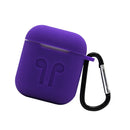 Silicone Wireless Earphone Full Protective Case Strap Accessories, Silicone Protective Cover + Key Ring Clasp Set for Apple Airpods Purple