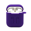 Silicone Wireless Earphone Full Protective Case Strap Accessories, Silicone Protective Cover + Key Ring Clasp Set for Apple Airpods Purple