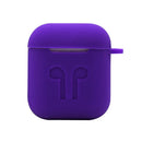 Silicone Wireless Earphone Full Protective Case Strap Accessories, Silicone Protective Cover + Key Ring Clasp Set for Apple Airpods Purple