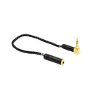 20cm Elbow 3.5mm Male To Female Stereo Extension Audio Adapter Cable Black