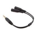 Audio Stereo Y Splitter Extension Cable 2.5mm Male to 2 Port 3.5mm Female for Earphone, Headset Splitter Adapter, Metal Black