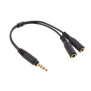 Audio Stereo Y Splitter Extension Cable 2.5mm Male to 2 Port 3.5mm Female for Earphone, Headset Splitter Adapter, Metal Black