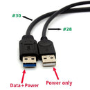 Black USB 3.0 Female to Dual USB Male Extra Power Data Y Extension Cable for 2.5" Mobile Hard Disk