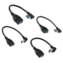 4 Pieces USB 3.0 A Left/Right/UP/Down Angle 90 Degree Male To Female Adapter Cable