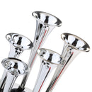 12V/24V 125db Air horn, Zinc 5 Trumpet Air Horn with Motor for 12V 24V Cars Van Trucks Lorrys Trains Boats