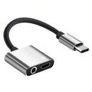 USB C to 3.5mm Headphone Jack Adapter with Fast Charging Port 2 in 1 Hub for Samsung, Pixel, HTC, Sony (Silver)