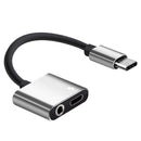 USB C to 3.5mm Headphone Jack Adapter with Fast Charging Port 2 in 1 Hub for Samsung, Pixel, HTC, Sony (Silver)