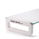 Glass Monitor Stand, 4 USB Ports, Long Type