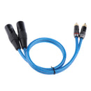 Dual XLR Male to Dual RCA Male Cable, 2 XLR Male to 2 RCA Male HIFI Audio Cable, 4N OFC Wire, for Amplifier Mixer Microphone, 0.5m