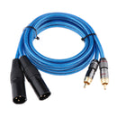 Dual XLR Male to Dual RCA Male Cable, 2 XLR Male to 2 RCA Male HIFI Audio Cable, 4N OFC Wire, for Amplifier Mixer Microphone, 1.5m
