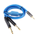 3.5mm 1/8" TRS To Dual 6.35mm 1/4" TS Mono Stereo Cable Splitter Cord 1m