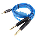 3.5mm 1/8" TRS To Dual 6.35mm 1/4" TS Mono Stereo Cable Splitter Cord 1m