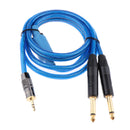3.5mm 1/8" TRS To Dual 6.35mm 1/4" TS Mono Stereo Cable Splitter Cord 150cm