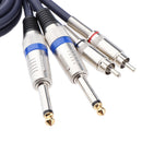 Audio Cable Dual 1/4'' 6.35mm To Dual RCA Phono For Mixer Amplifier 1m