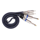 Audio Cable Dual 1/4'' 6.35mm To Dual RCA Phono For Mixer Amplifier 1m