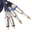 Audio Cable Dual 1/4" 6.35mm To Dual RCA Phono For Mixer Amplifier 1.5m