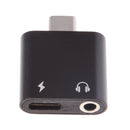 USB C to 3.5mm Audio Adapter, 2 in 1 USB Type C Male to 3.5mm Female Stereo Earphone Converter Dongle and Charging Adapter for Type C Devices Black