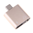 USB C to 3.5mm Audio Adapter, 2 in 1 USB Type C Male to 3.5mm Female Stereo Earphone Converter Dongle and Charging Adapter for Type C Devices Gold