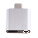 USB C to 3.5mm Audio Adapter, 2 in 1 USB Type C Male to 3.5mm Female Stereo Earphone Converter Dongle and Charging Adapter for Type C Devices Silver