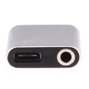 USB C to 3.5mm Audio Adapter, 2 in 1 USB Type C Male to 3.5mm Female Stereo Earphone Converter Dongle and Charging Adapter for Type C Devices Silver