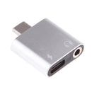 USB C to 3.5mm Audio Adapter, 2 in 1 USB Type C Male to 3.5mm Female Stereo Earphone Converter Dongle and Charging Adapter for Type C Devices Silver