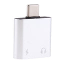 USB C to 3.5mm Audio Adapter, 2 in 1 USB Type C Male to 3.5mm Female Stereo Earphone Converter Dongle and Charging Adapter for Type C Devices Silver
