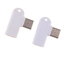 2x Micro USB to USB Type-C Adapter Right angle 90degree Data Sync Connector White