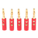 5Pcs/Pack Gold Plated Stereo Speaker Cable Banana Plug Connectors, (Open Screw Type), Red