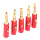 5Pcs/Pack Gold Plated Stereo Speaker Cable Banana Plug Connectors, (Open Screw Type), Red